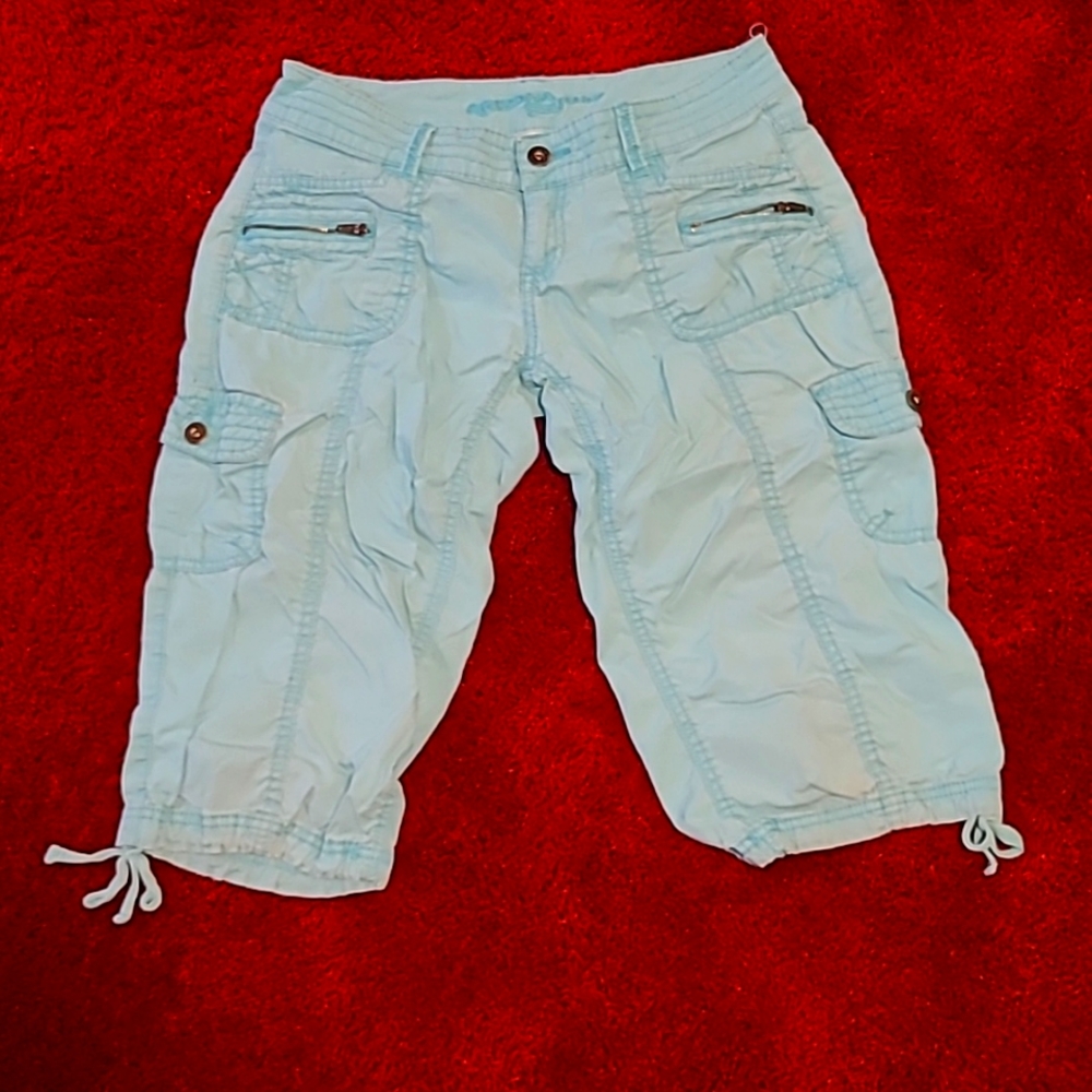 Small light blue knee length cargo shorts
